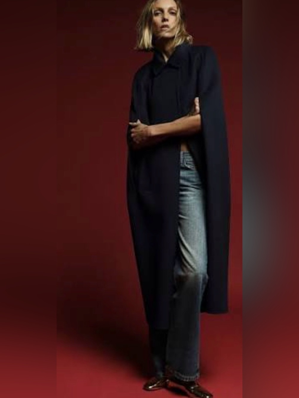 NWT. Zara ZW Collection Limited Edition Navy Blue Oversized Cape. Size S.